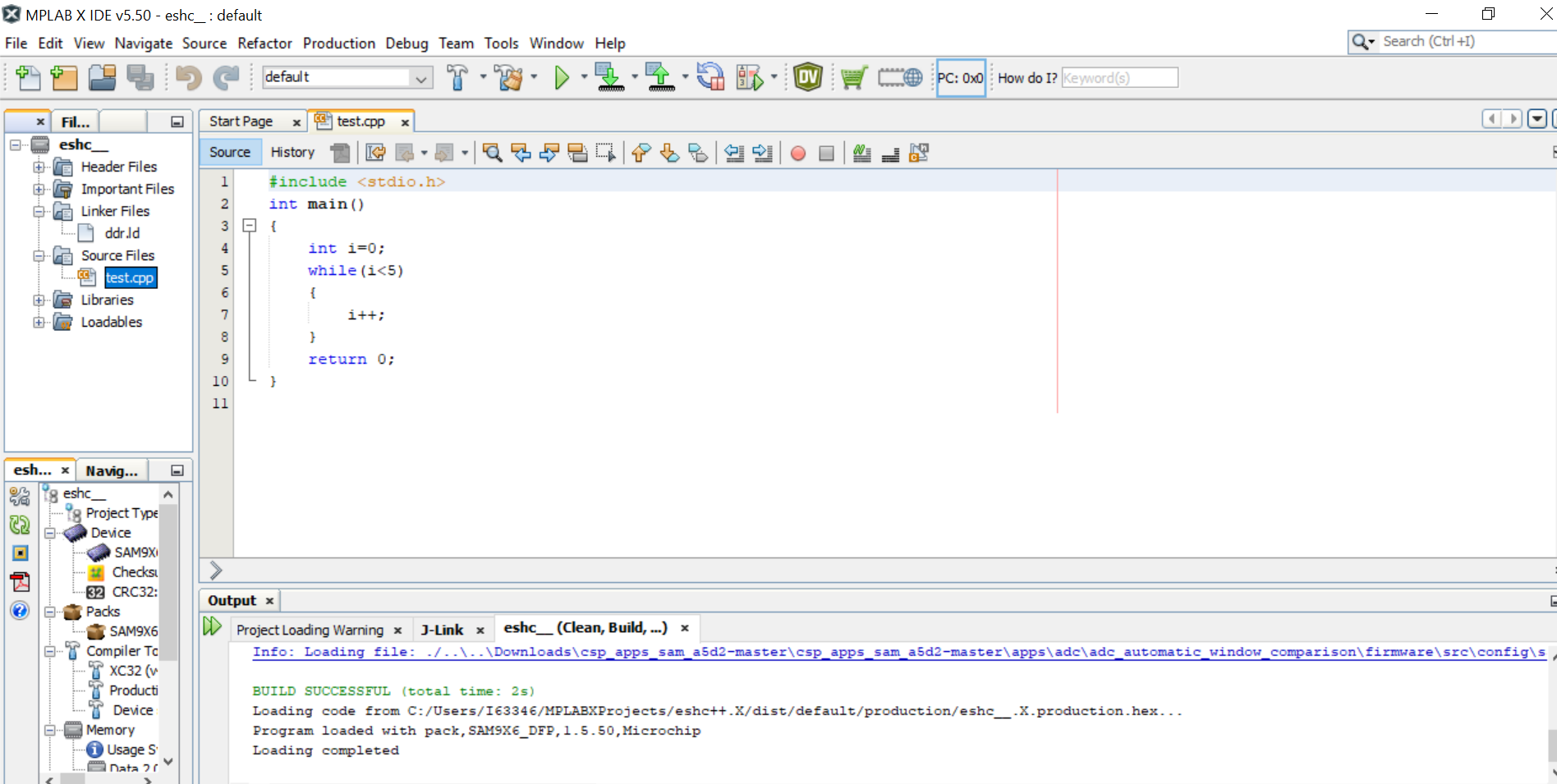 SAM MPU's: Executing C++ project in MPLAB® X