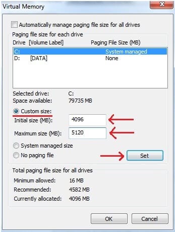 How to increase virtual address space and memory for running layout for ...